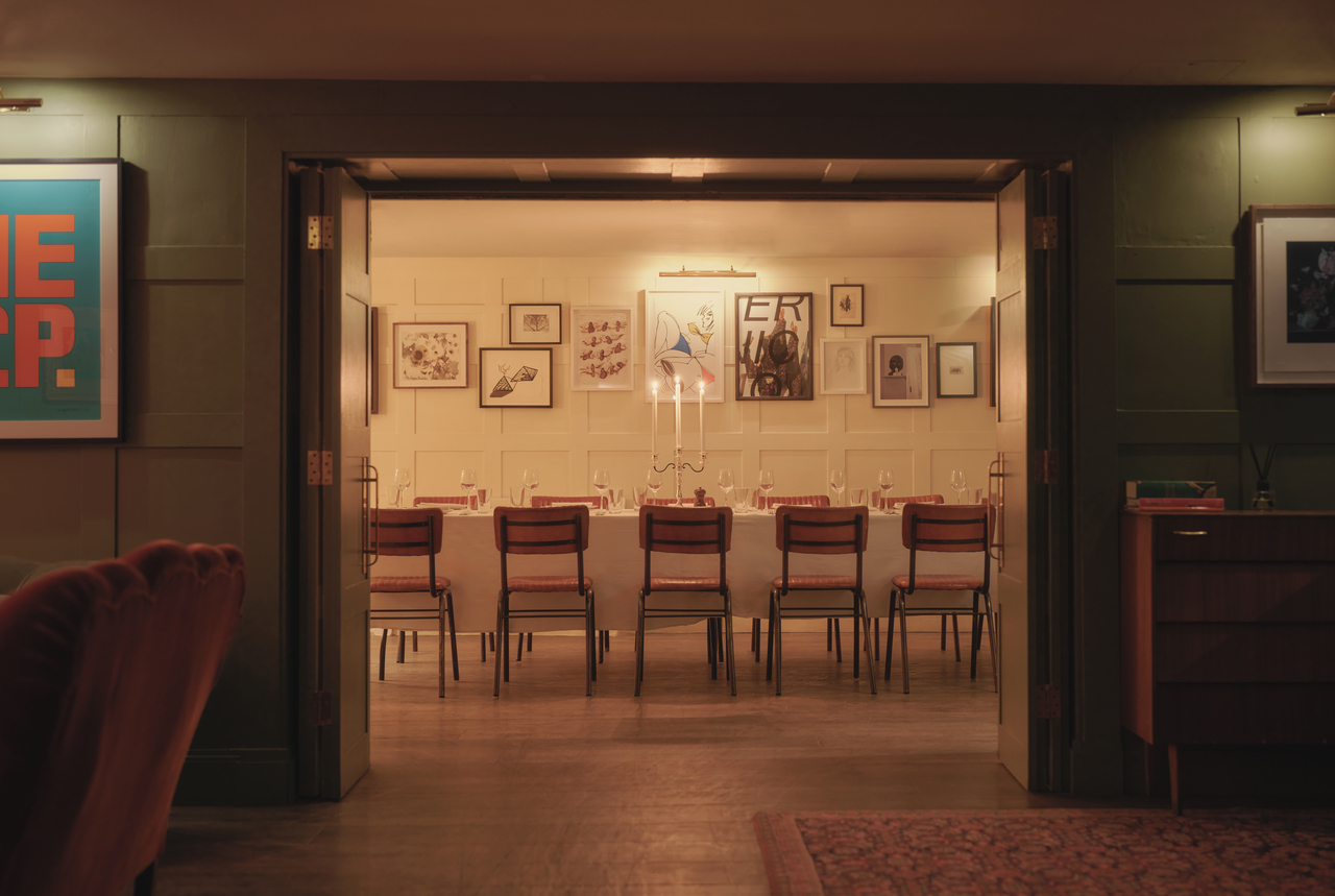 Meeting area behind double doors